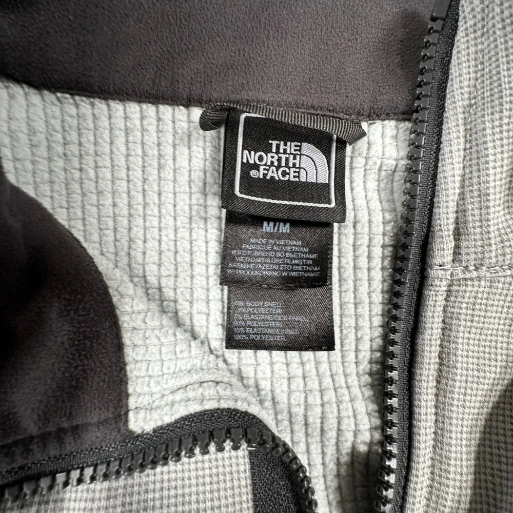 The North Face Waffle Knit Full-Zip Jacket Mens M Gray Black Thermal Fleece A2ZF